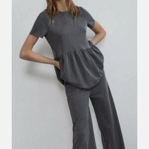 Zara Gray ,Peplum Short Sleeve Blouse,Size s
